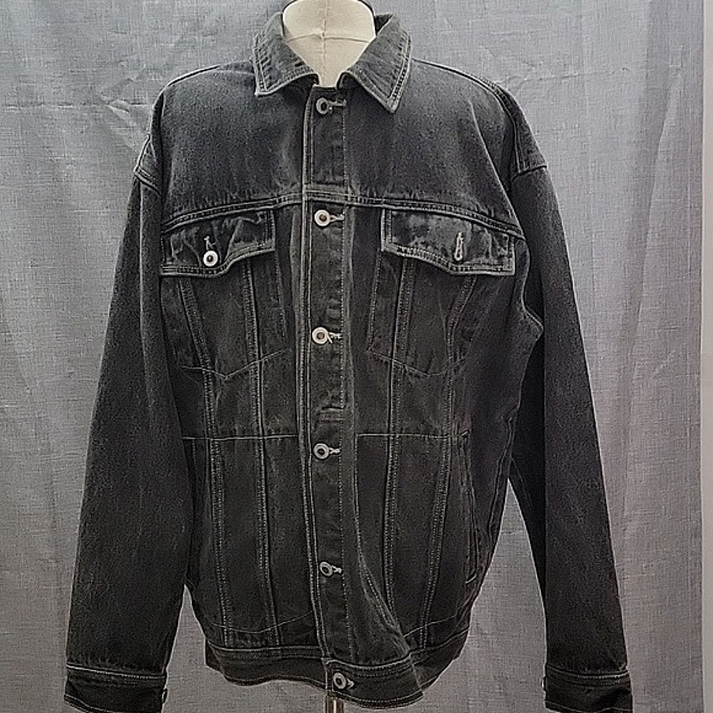 Godbody VTG 90s Dark Denim Distressed Button Jean Jacket Men's SZ M